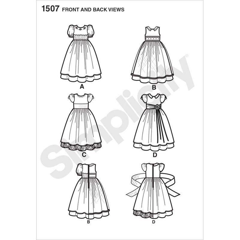 سيمبليسيتي Simplicity 1507 نمط خياطة فستان رسمي للفتيات الصغيرات بمقاسات 1/2-3 - Image 3